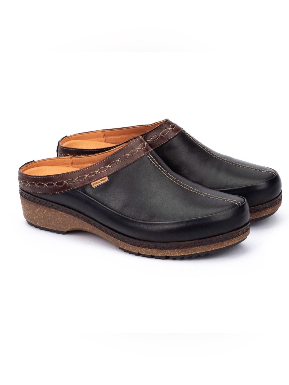 Pikolinos Granada Women’s Black/Brown  Leather Clogs Size: 42